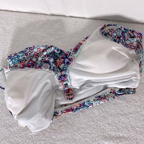 5/$25 George Floral Multicolor Tankini Bikini Top Swim Top L - Picture 6 of 13